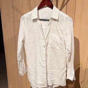 Sigrid Olsen White Button-Down Linen Shirt s Sz S